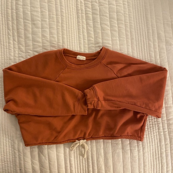NIA Cropped Orange Drawstring Crew Neck - Picture 2 of 4